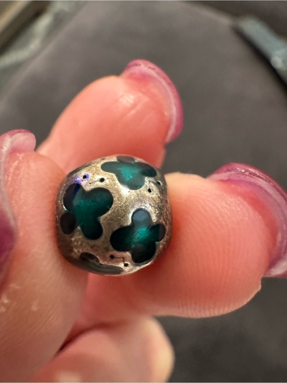 Pandora Sterling Silver Clover Enamel Bead in Teal
